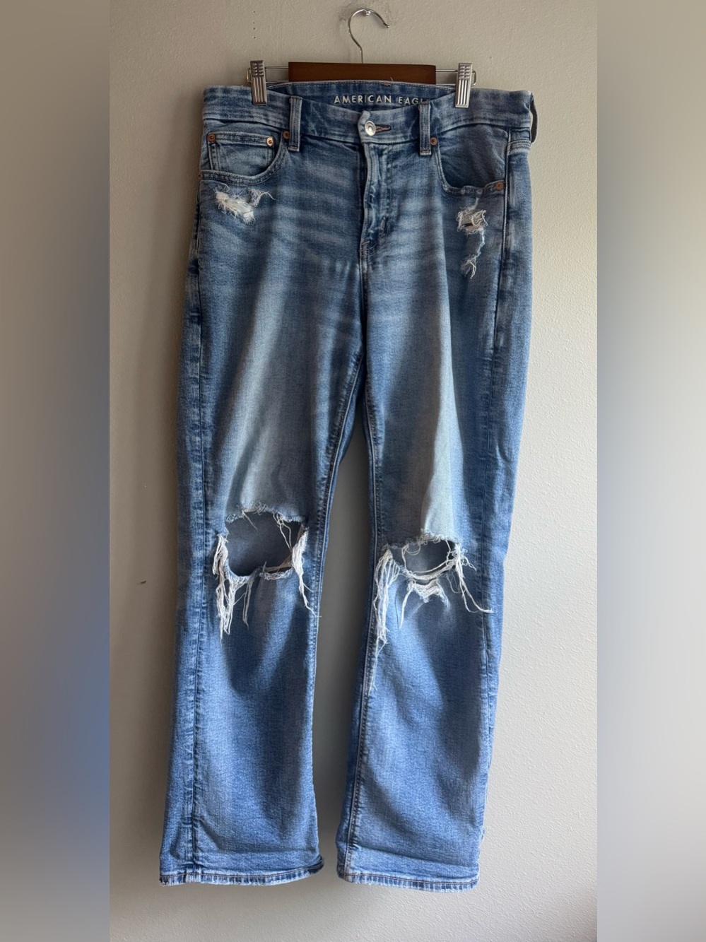 American Eagle Outfitters Light Blue Distressed Bootcut Jeans